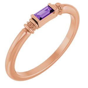 14K Rose Gold Lab-Grown Purple Sapphire Stackable Ring