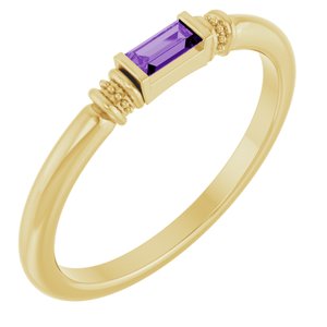 14K Yellow Gold Lab-Grown Purple Sapphire Stackable Ring