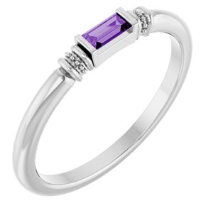 14K White Gold Lab-Grown Purple Sapphire Stackable Ring