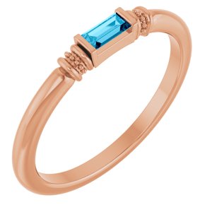 14K Rose Gold Lab-Grown Aqua Sapphire Stackable Ring
