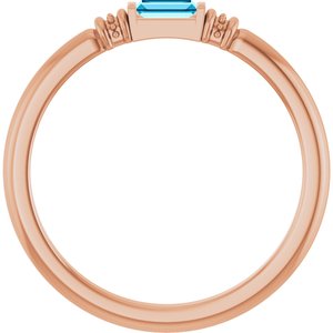 14K Rose Gold Lab-Grown Aqua Sapphire Stackable Ring