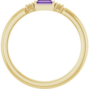 14K Yellow Gold Lab-Grown Purple Sapphire Stackable Ring