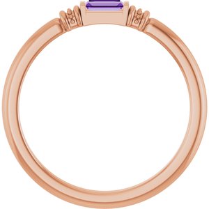 14K Rose Gold Lab-Grown Purple Sapphire Stackable Ring