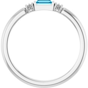 14K White Gold Lab-Grown Aqua Sapphire Stackable Ring