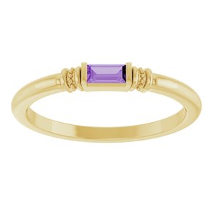 14K Yellow Gold Lab-Grown Purple Sapphire Stackable Ring
