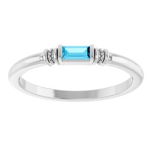 Platinum Lab-Grown Aqua Sapphire Stackable Ring