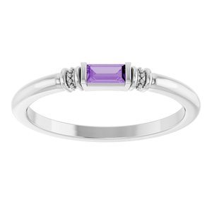 Sterling Silver Lab-Grown Purple Sapphire Stackable Ring