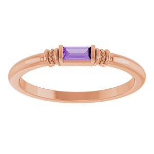 14K Rose Gold Lab-Grown Purple Sapphire Stackable Ring