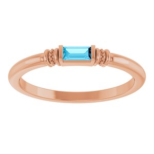 14K Rose Gold Lab-Grown Aqua Sapphire Stackable Ring