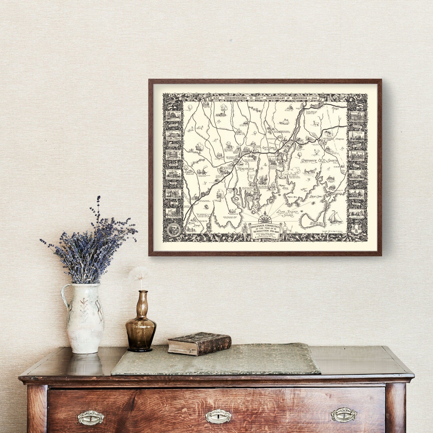 Vintage Map of Greenwich, Connecticut 1939