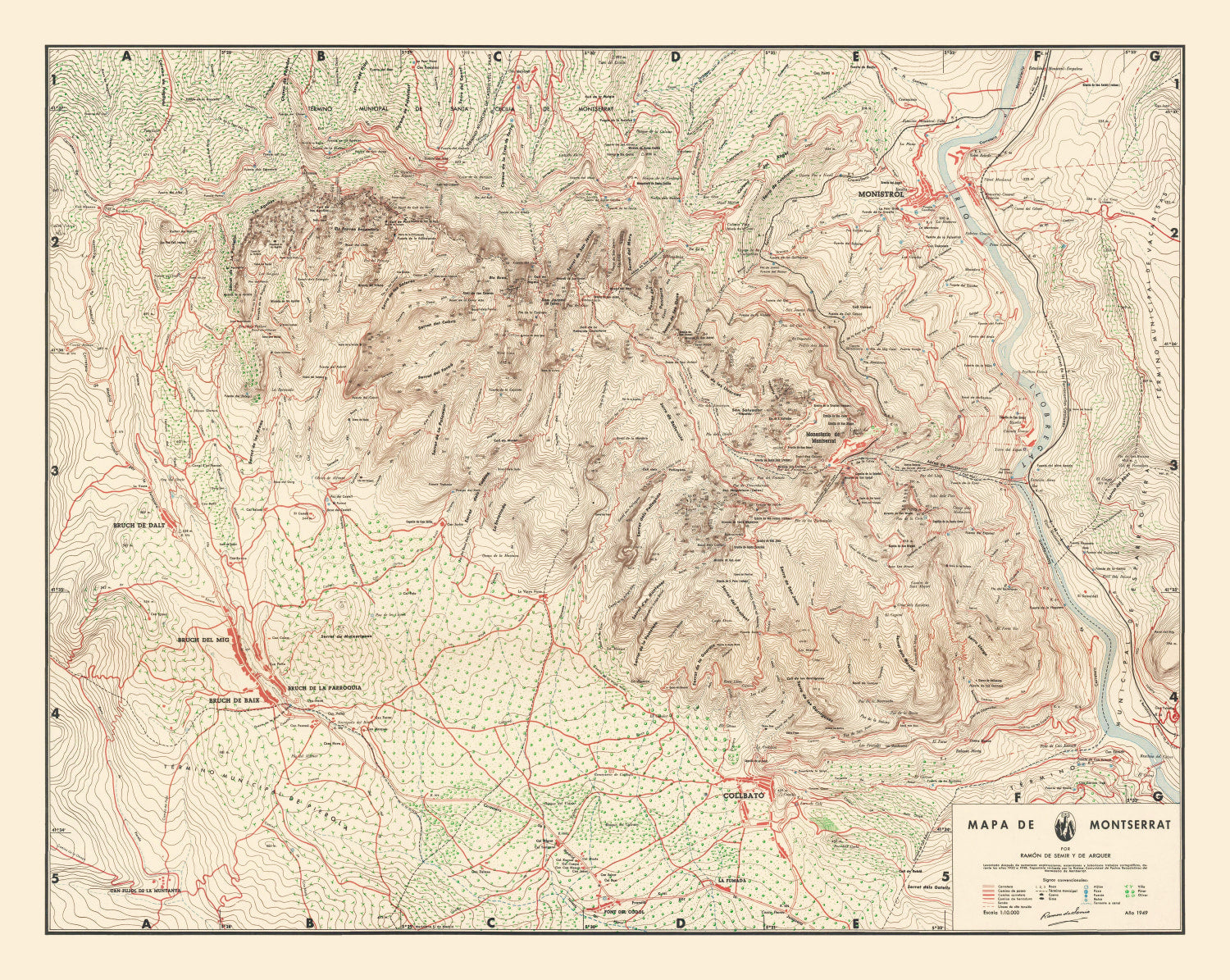 Vintage Montserrat Map 1949