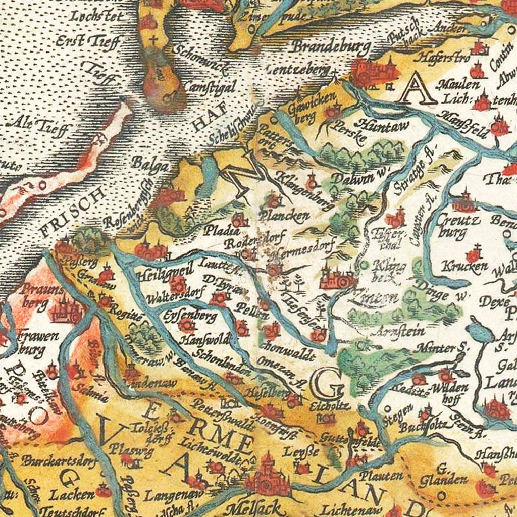 Vintage Map of Prussia 1595