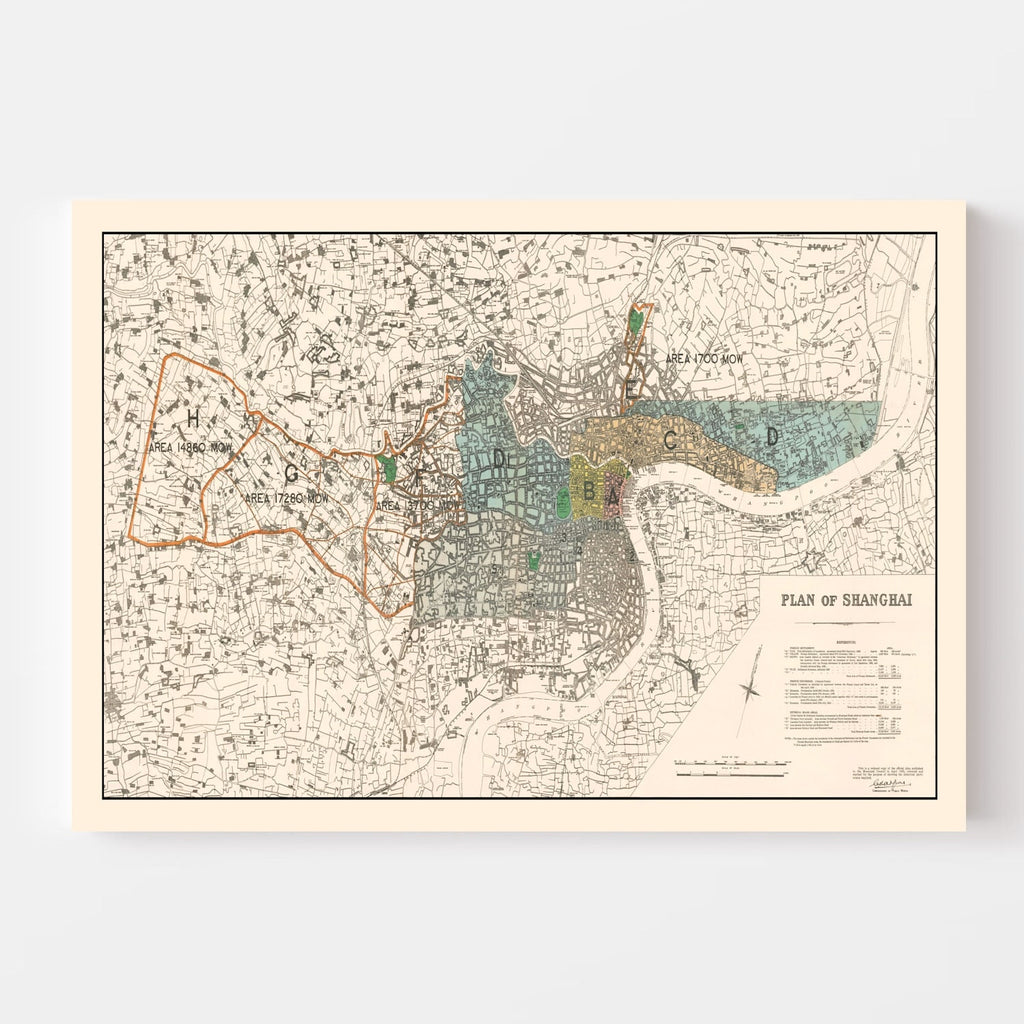 Vintage Map of Shanghai, China 1928