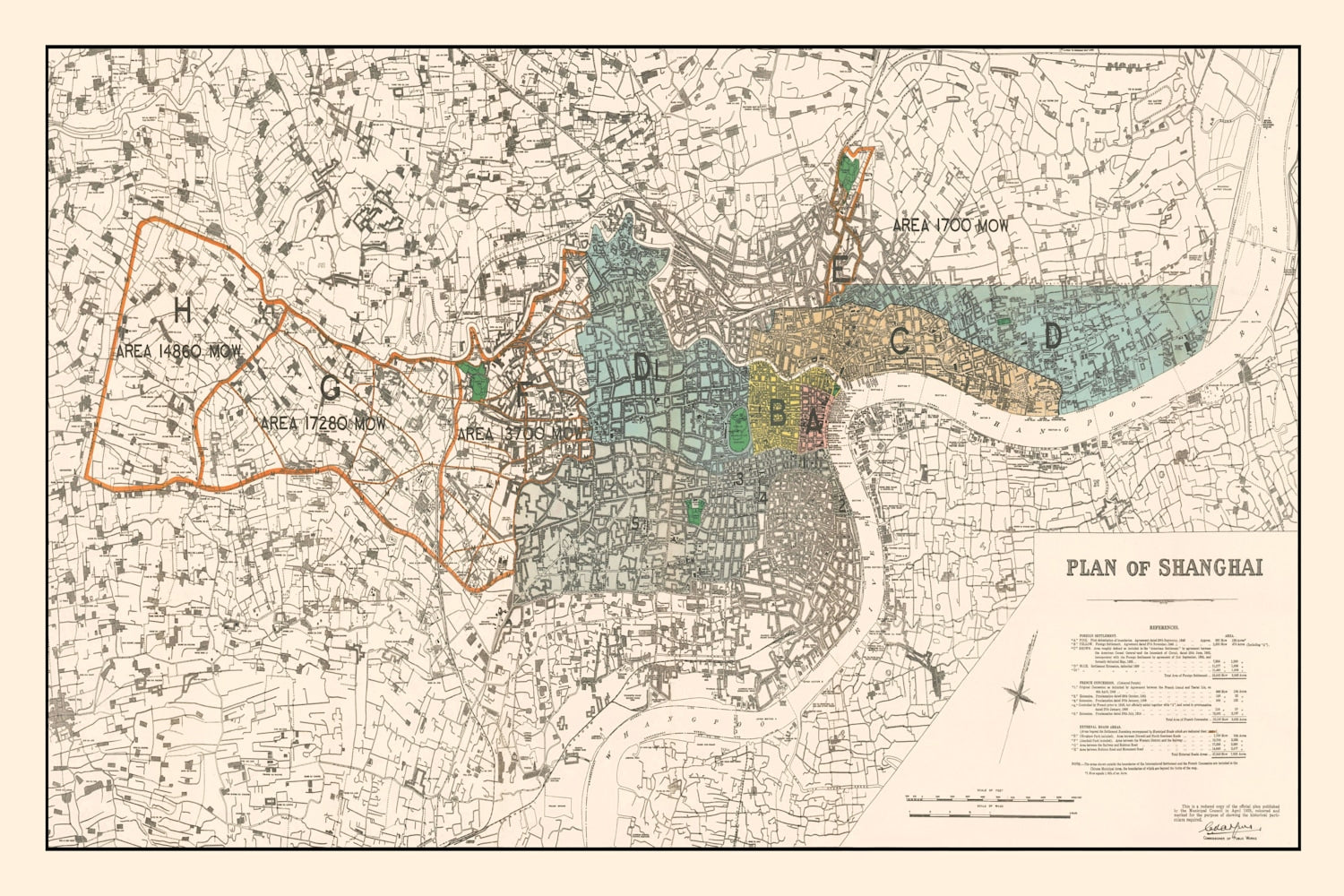 Vintage Map of Shanghai, China 1928