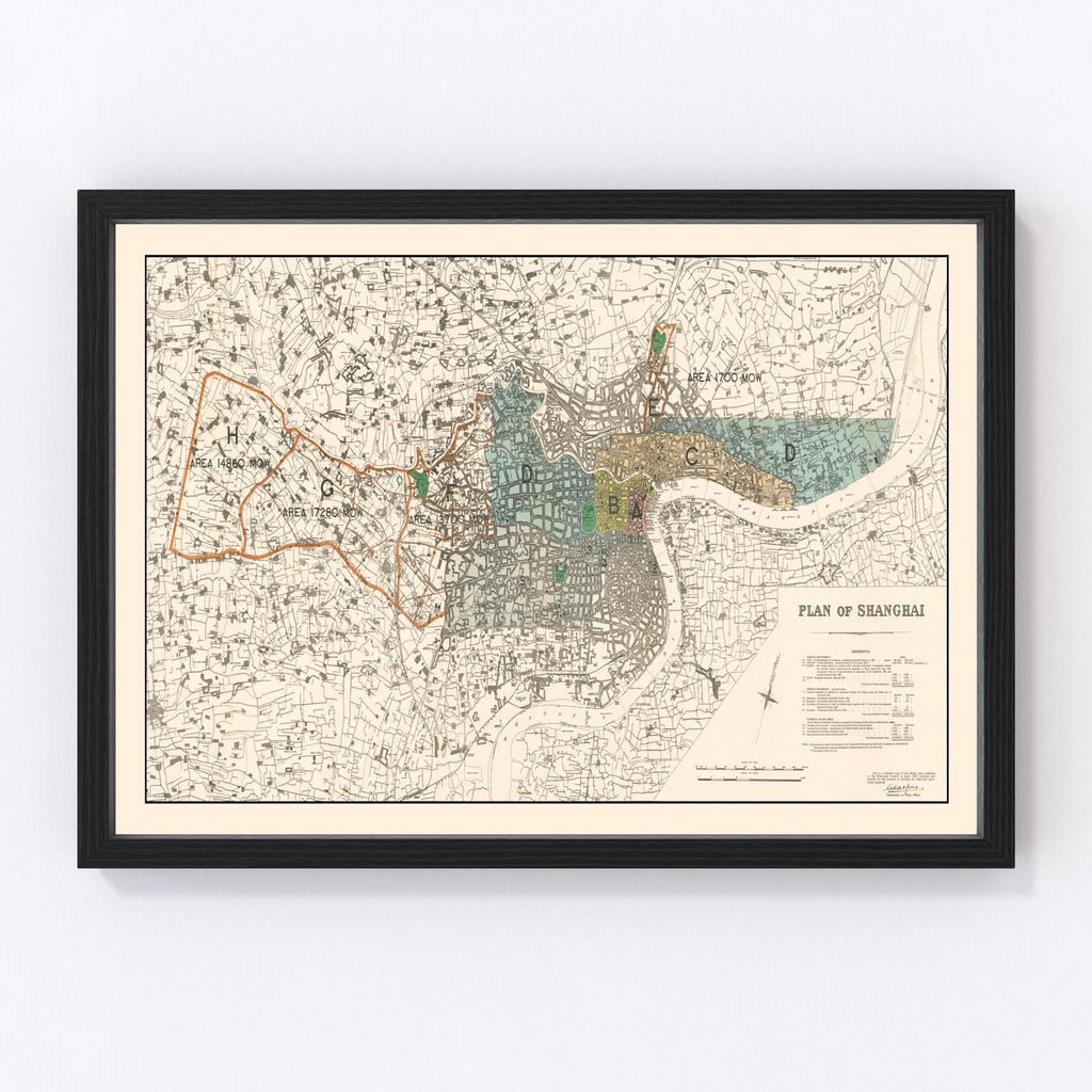 Vintage Map of Shanghai, China 1928
