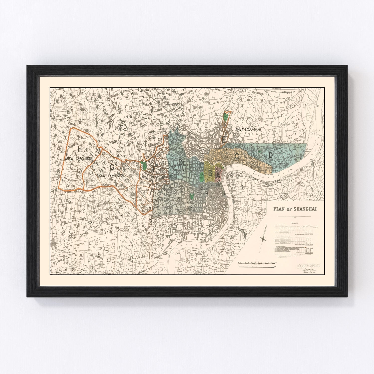 Vintage Map of Shanghai, China 1928
