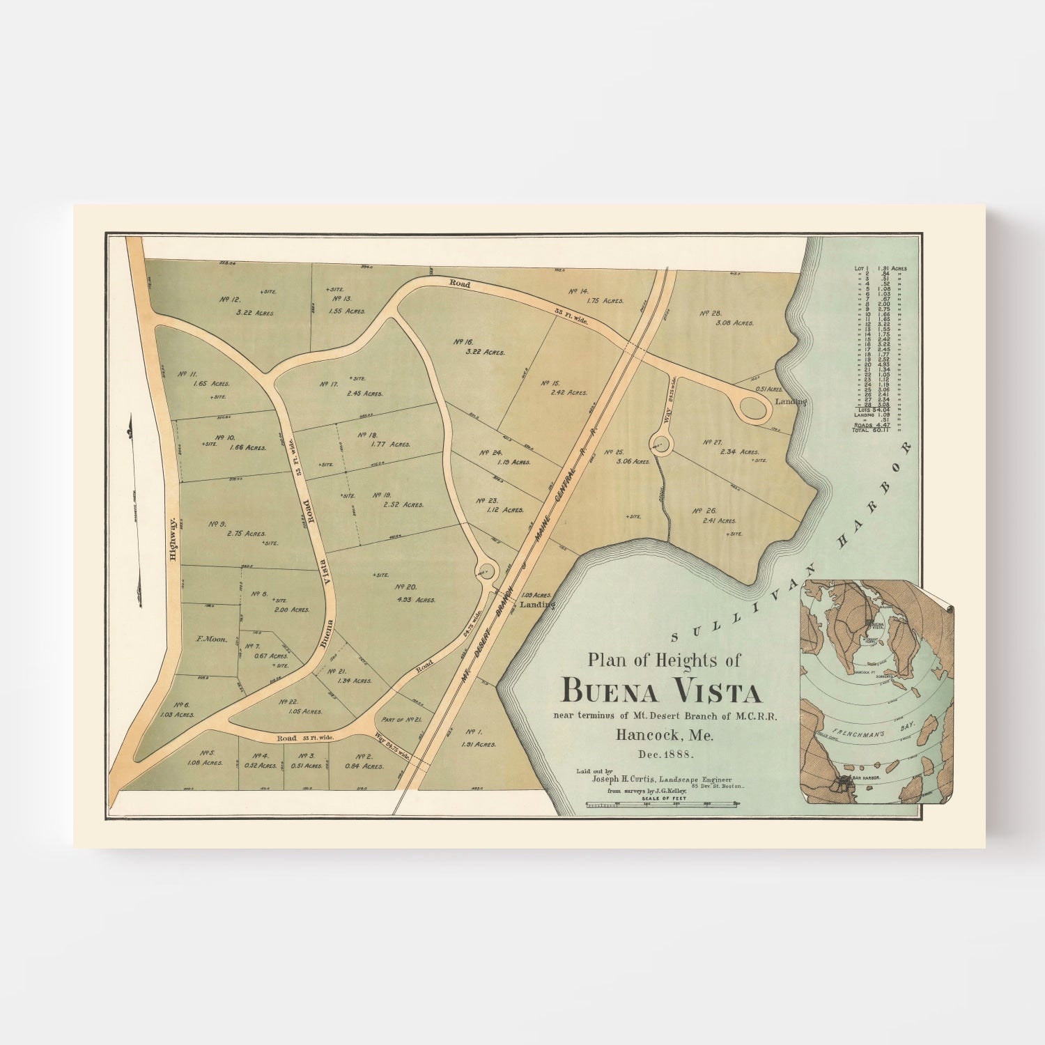 Vintage Map of Buena Vista, Maine 1888
