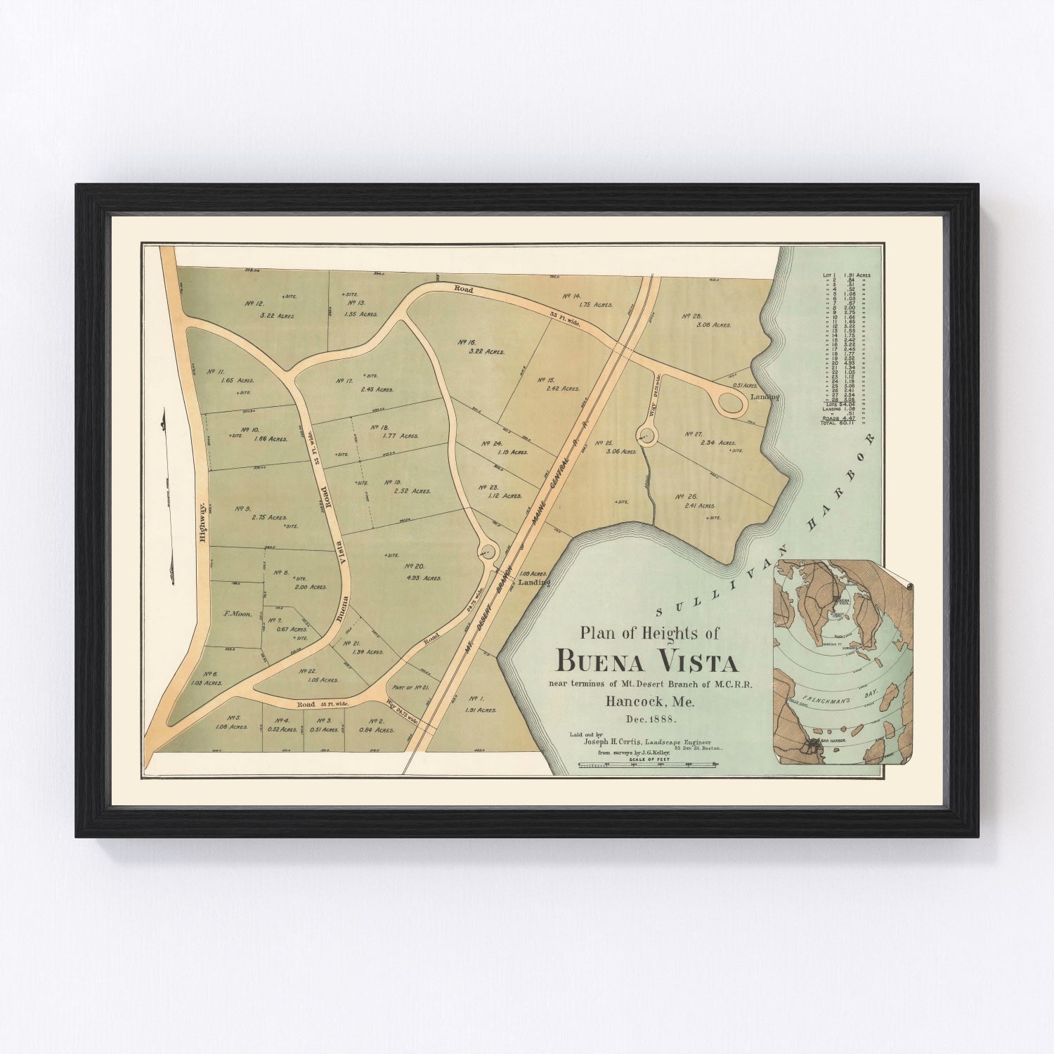Vintage Map of Buena Vista, Maine 1888