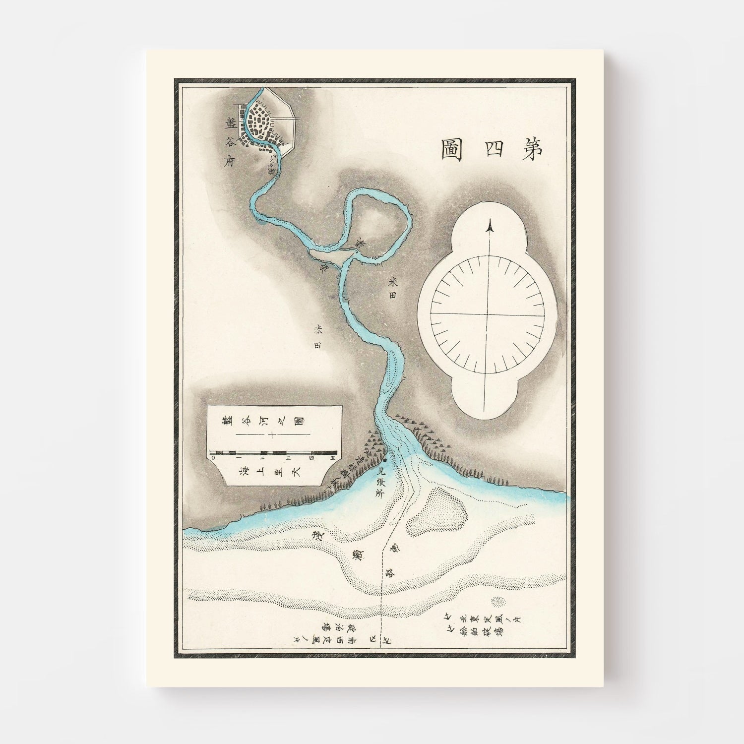 Vintage Map of Bangkok, Thailand 1875