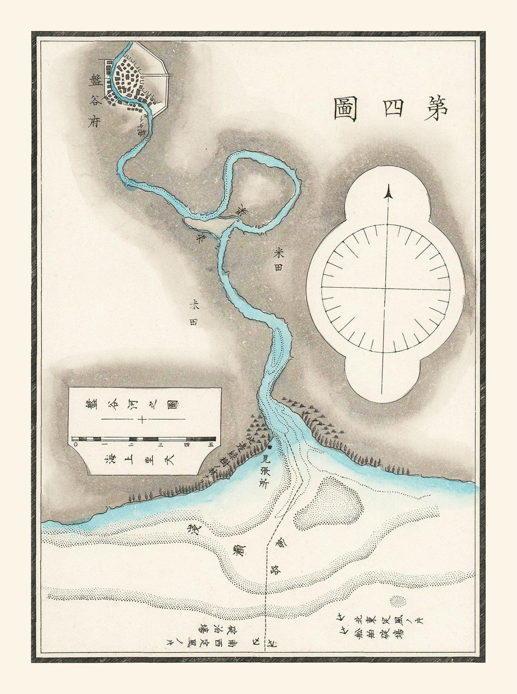 Vintage Map of Bangkok, Thailand 1875