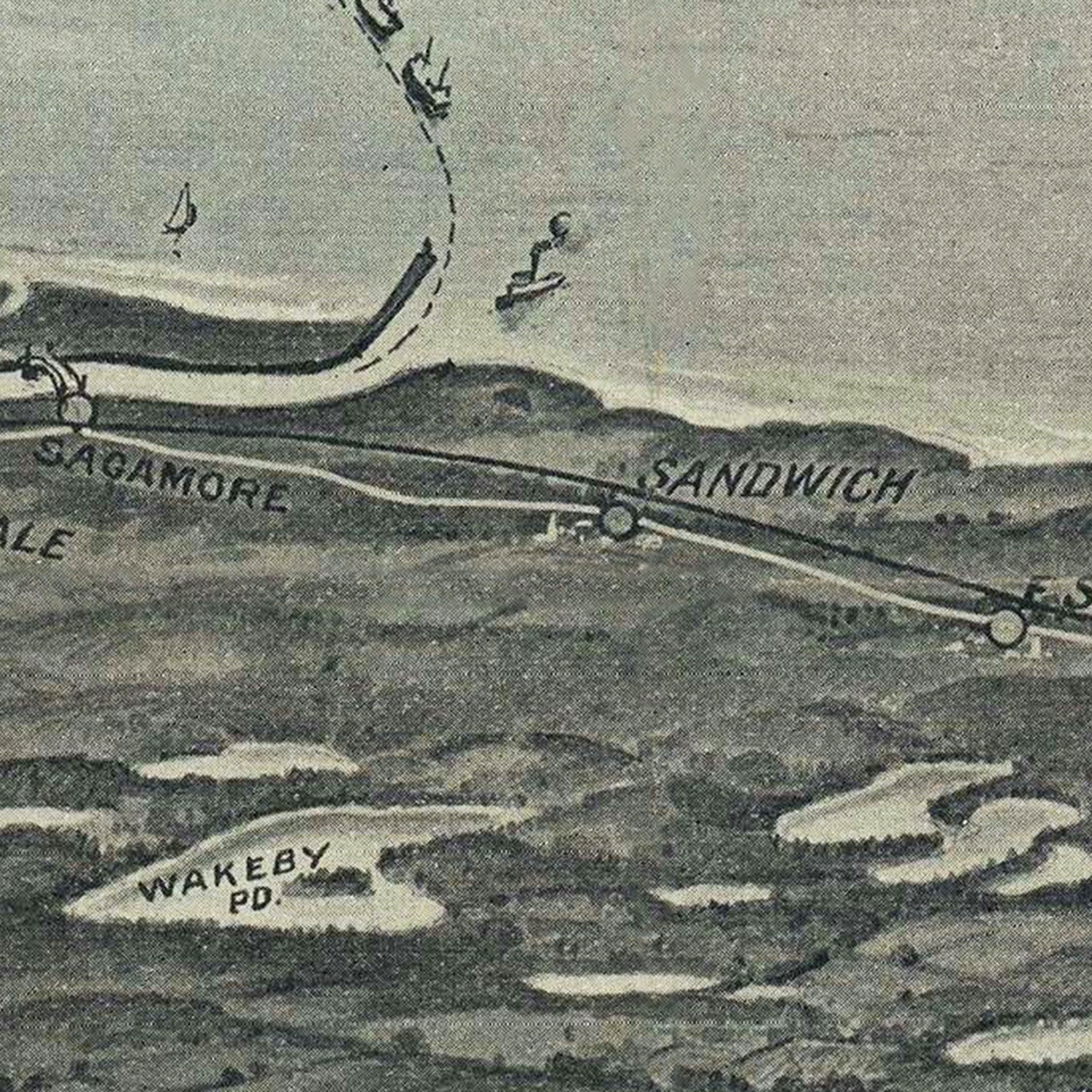 Vintage Cape Cod Birds Eye View Map 1915