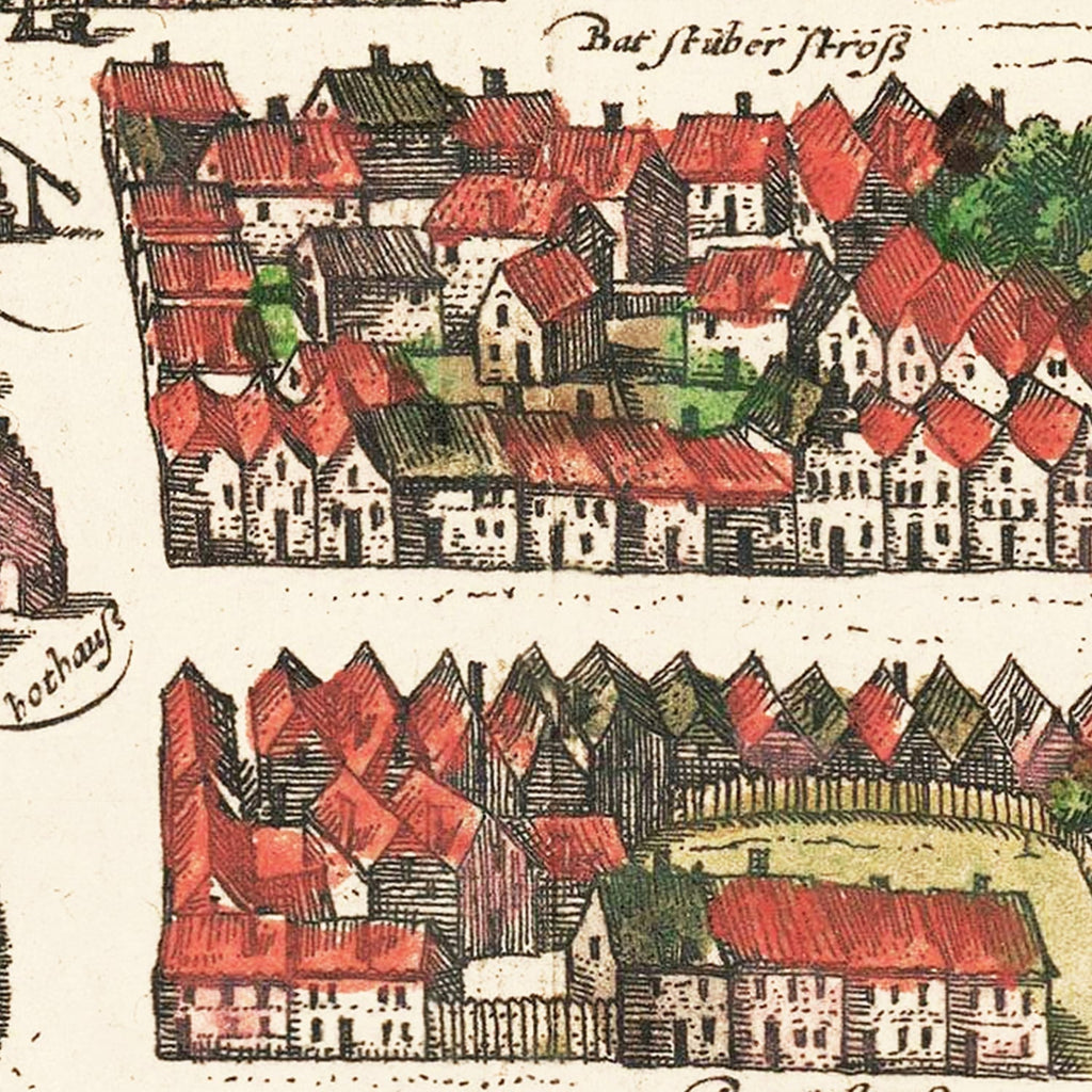 Vintage Map of Barth, Germany 1593
