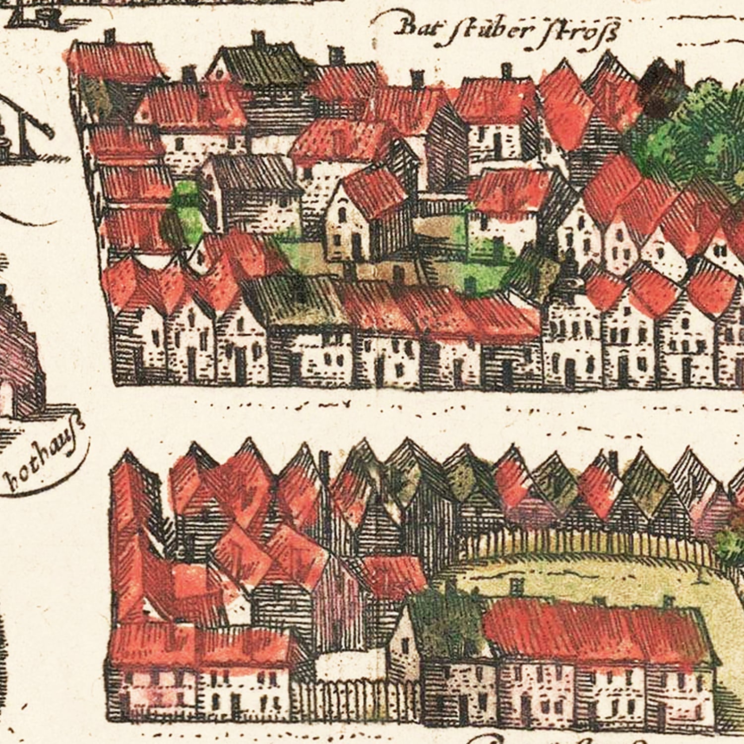 Vintage Map of Barth, Germany 1593