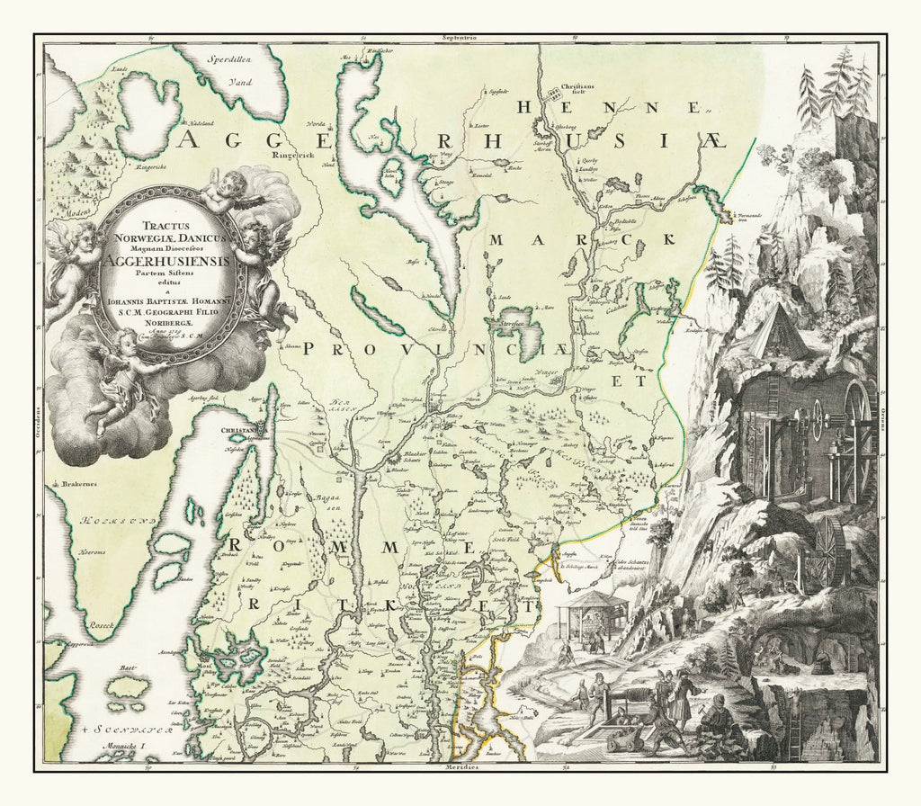 Vintage Akershus, Norway Map 1729