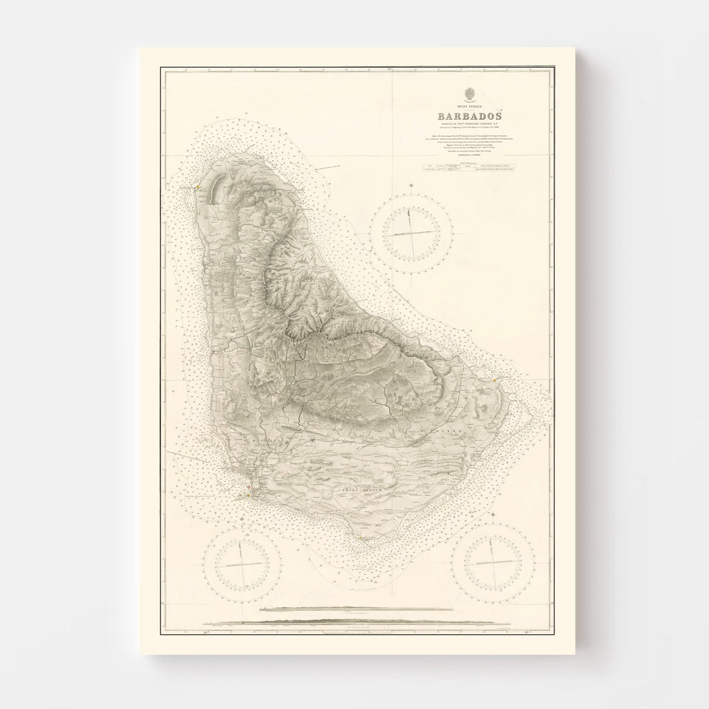 Vintage Barbados Nautical Map 1927