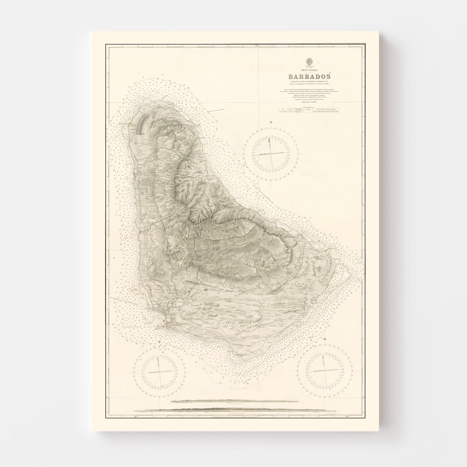 Vintage Barbados Nautical Map 1927