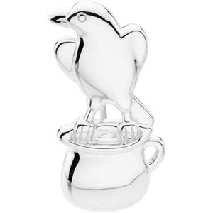 Sterling Silver Crow & Pitcher Brooch