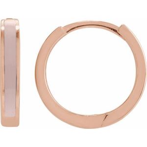 14K Rose Pink Enamel Hinged 12.1 mm Hoop Earrings