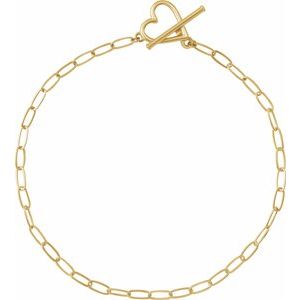 Heart & Paperclip-Style Bracelet