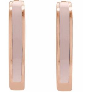 14K Rose Pink Enamel Hinged 12.1 mm Hoop Earrings
