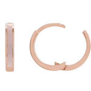 14K Rose Pink Enamel Hinged 12.1 mm Hoop Earrings