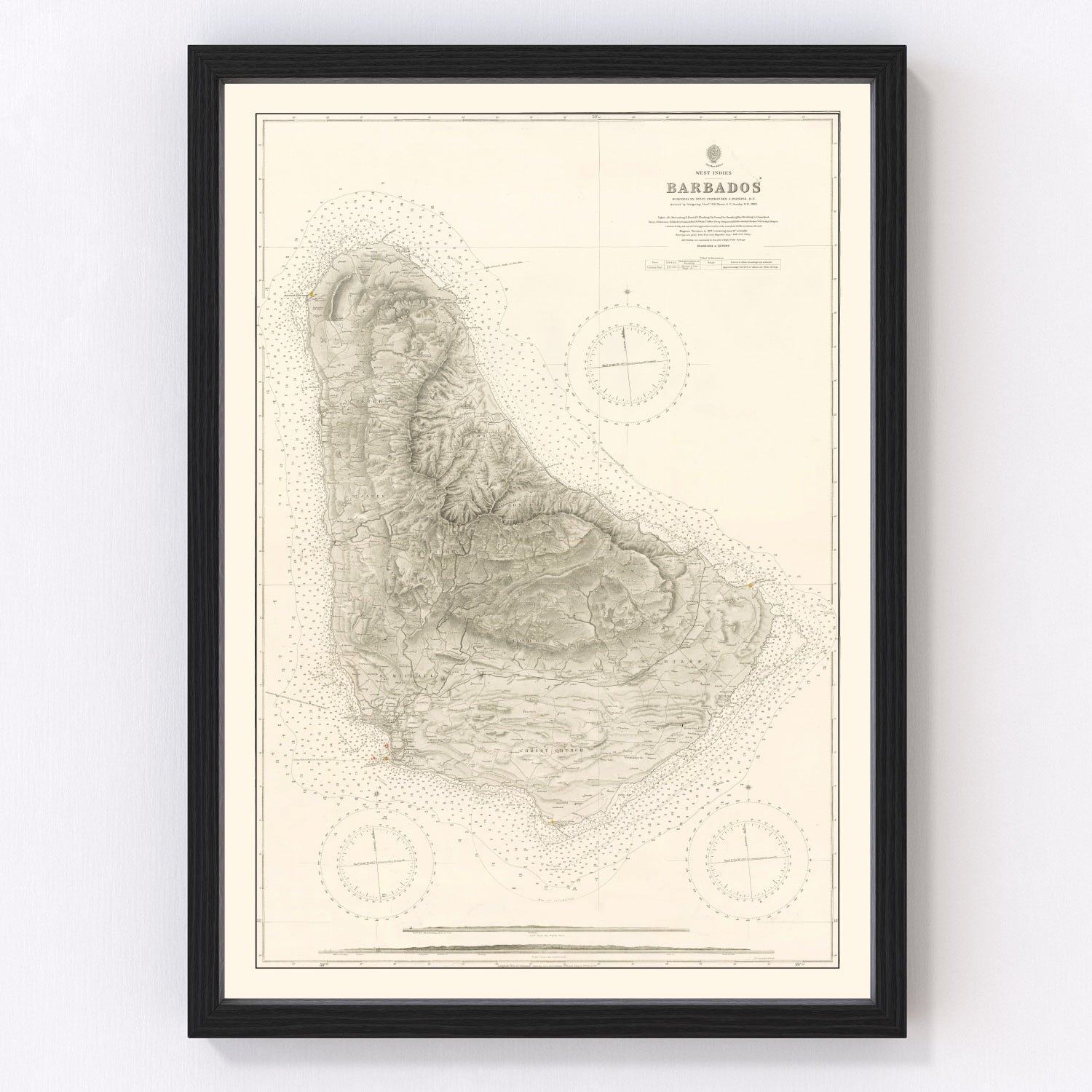 Vintage Barbados Nautical Map 1927