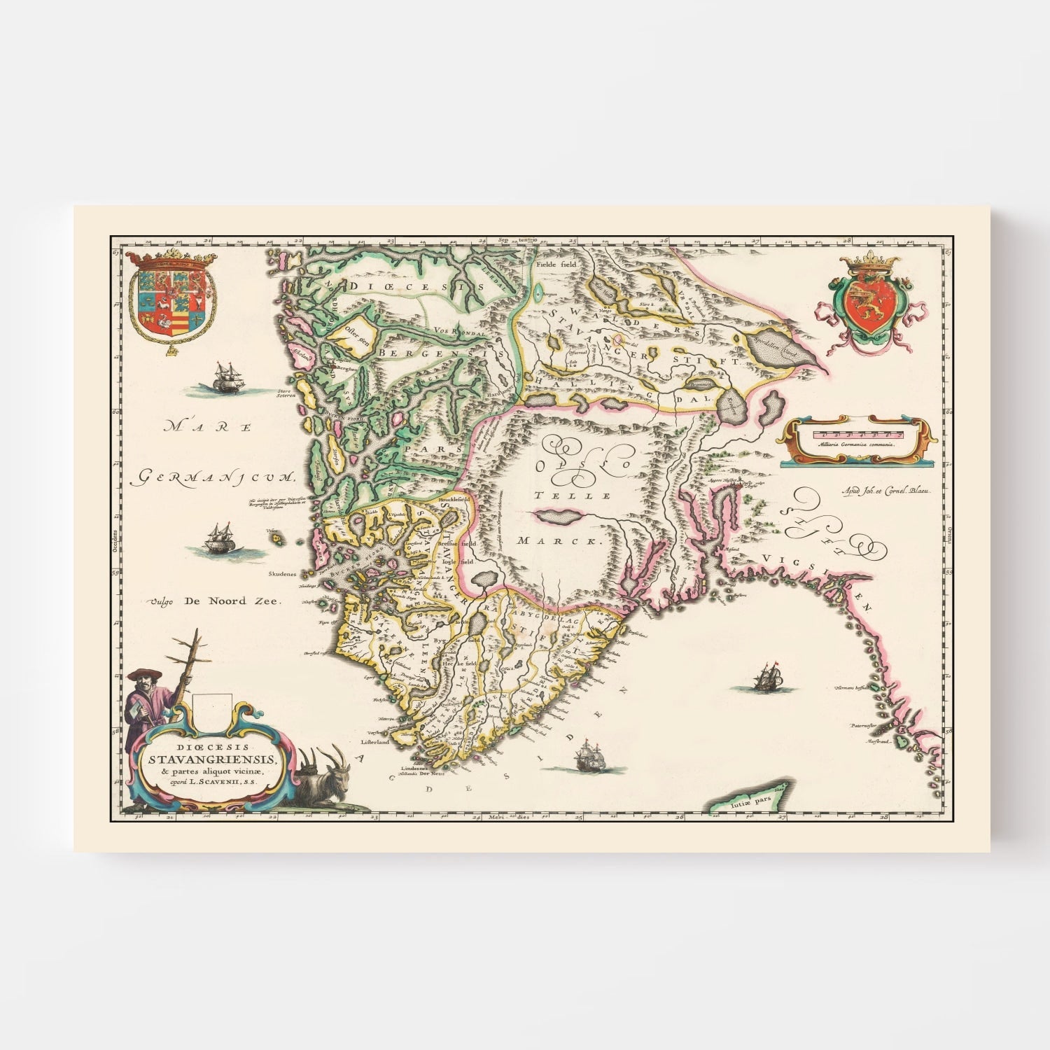 Vintage Map of Stavanger, Norway 1640