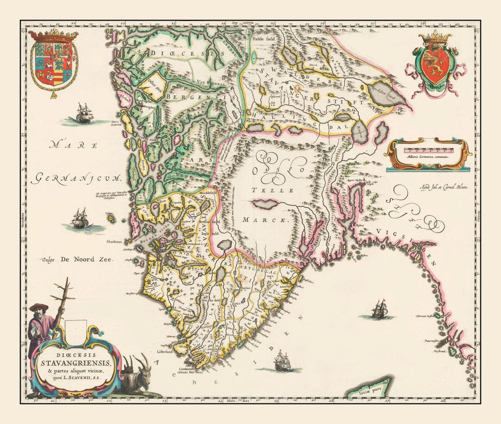 Vintage Map of Stavanger, Norway 1640
