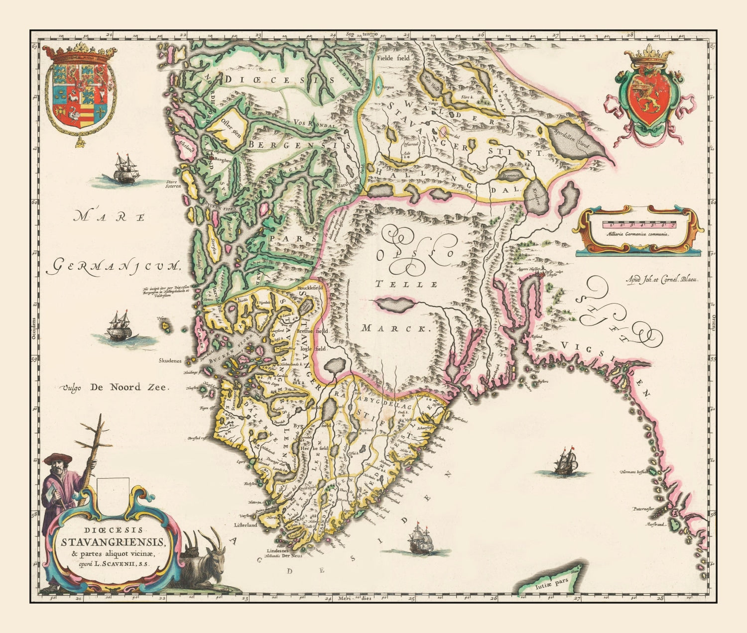 Vintage Map of Stavanger, Norway 1640