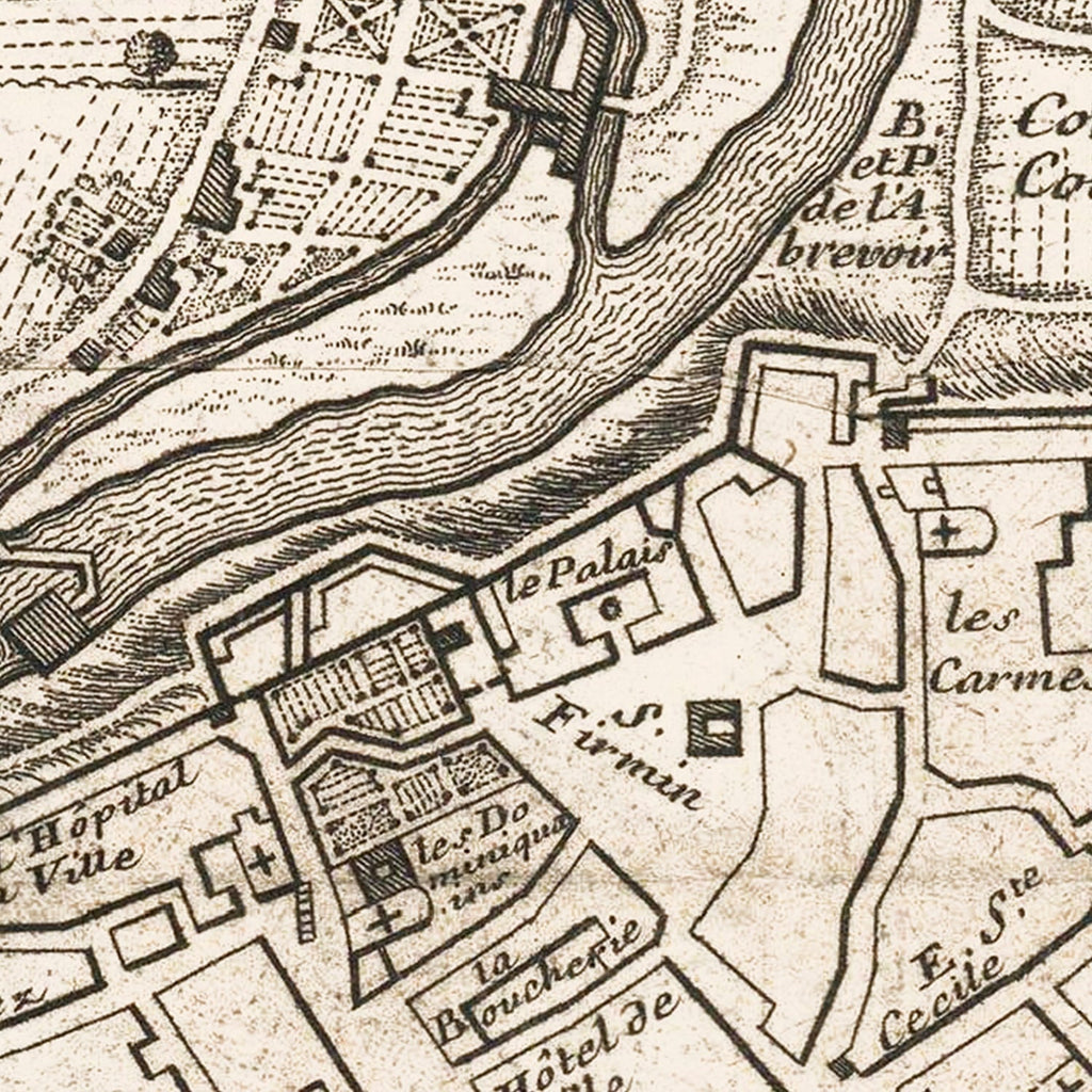 Vintage Map of Pamplona, Spain 1719