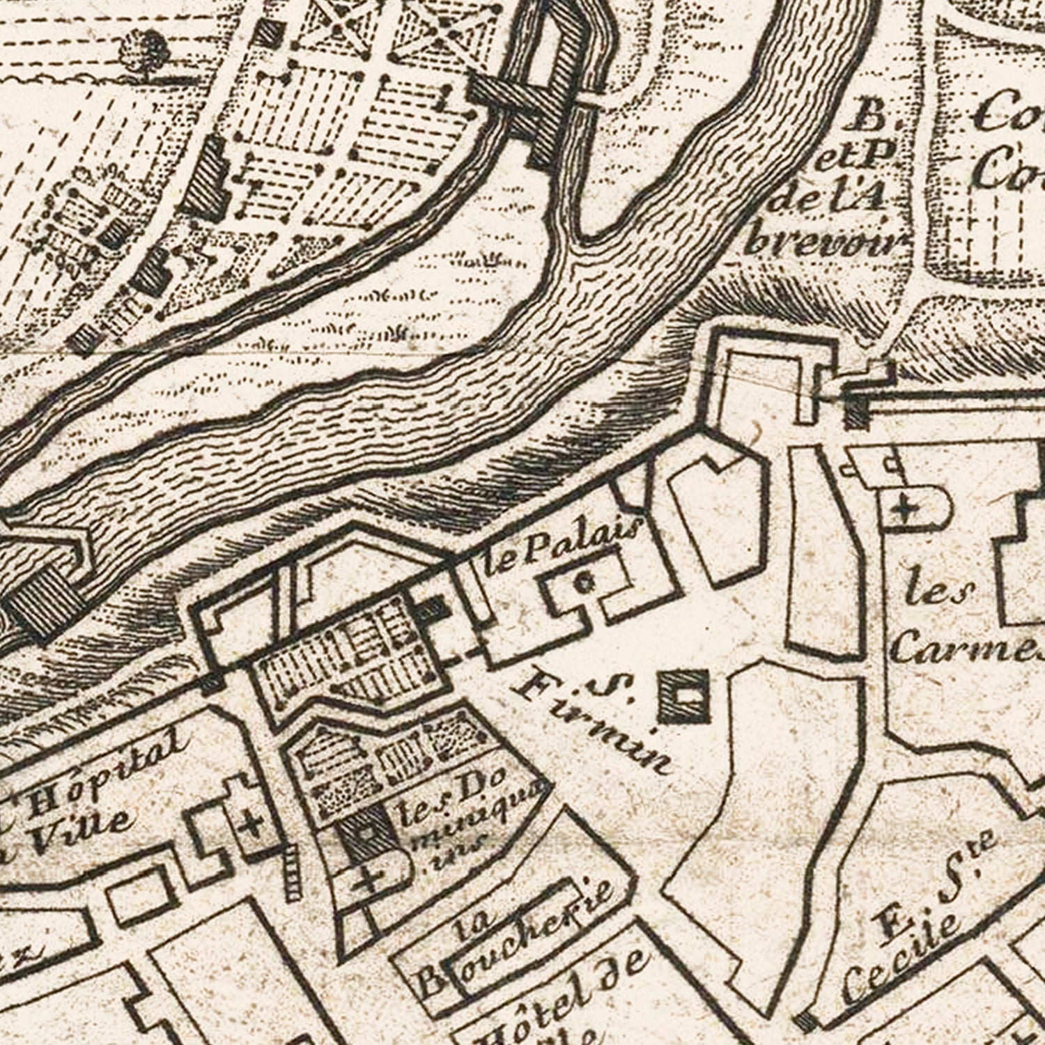 Vintage Map of Pamplona, Spain 1719