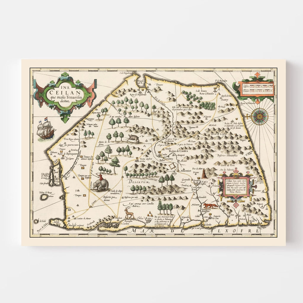 Vintage Map of Sri Lanka 1623