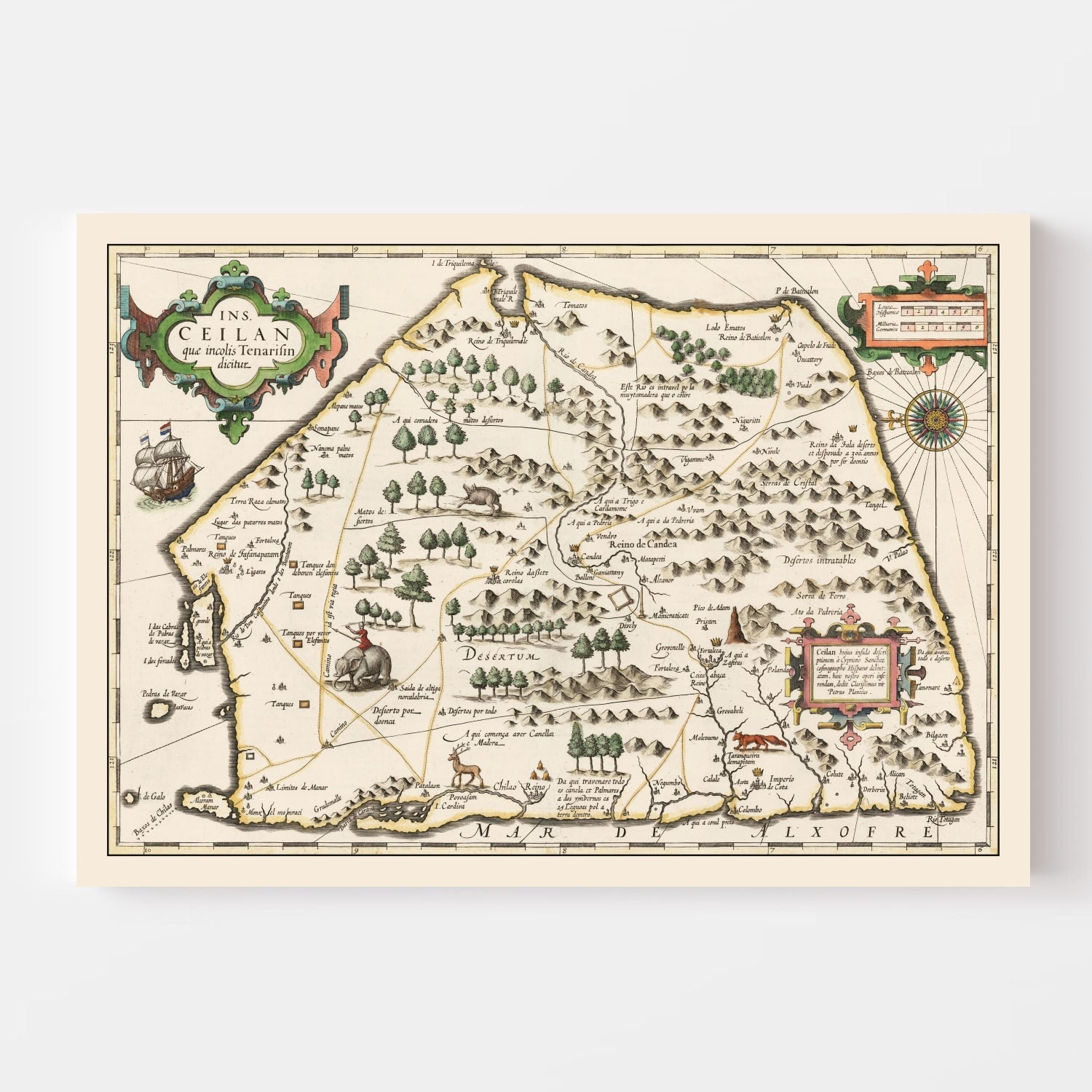 Vintage Map of Sri Lanka 1623