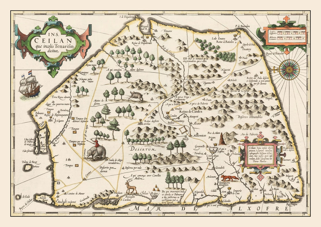 Vintage Map of Sri Lanka 1623