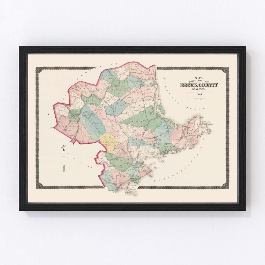 Vintage Map of Essex County, Massachusetts 1884