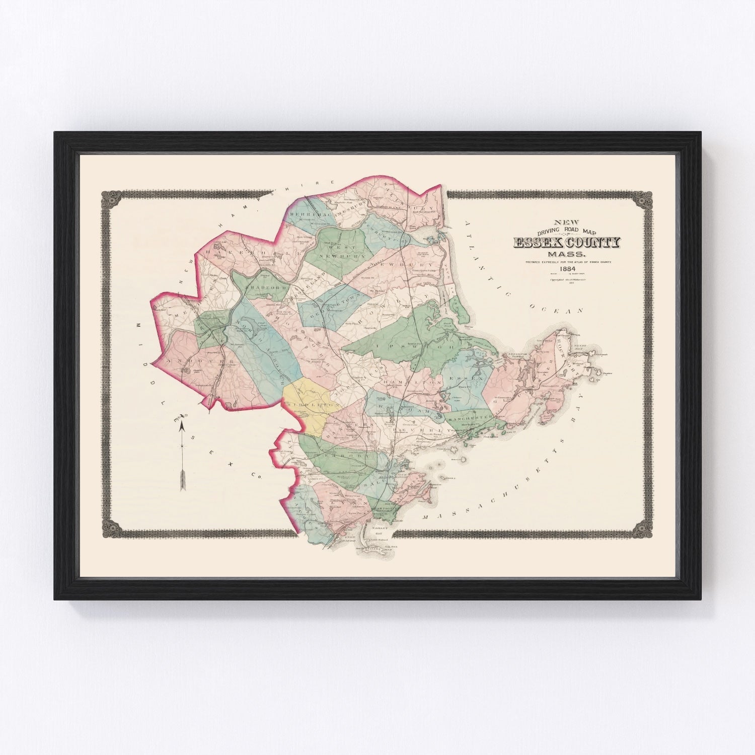 Vintage Map of Essex County, Massachusetts 1884