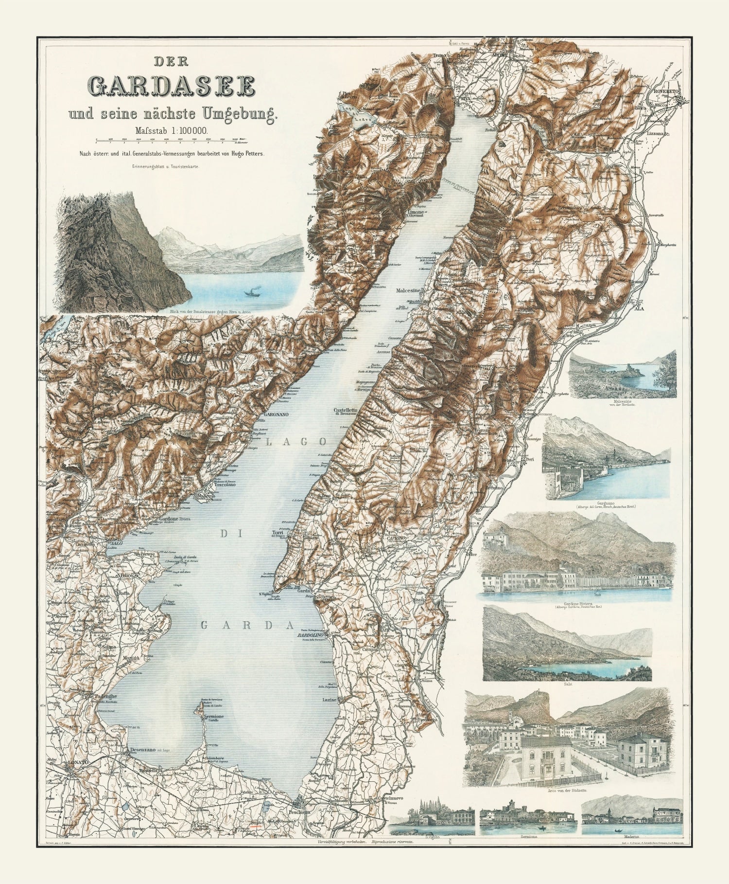 Vintage Lake Garda Italy Map 1890