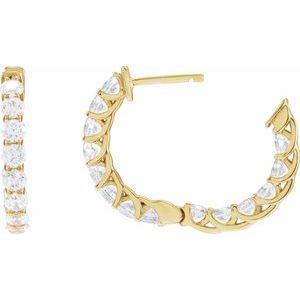 14K Yellow Gold Vermeil 2 1/5 CTW Lab-Grown Diamond Inside-Outside 19.7 mm Hoop Earrings – image 4