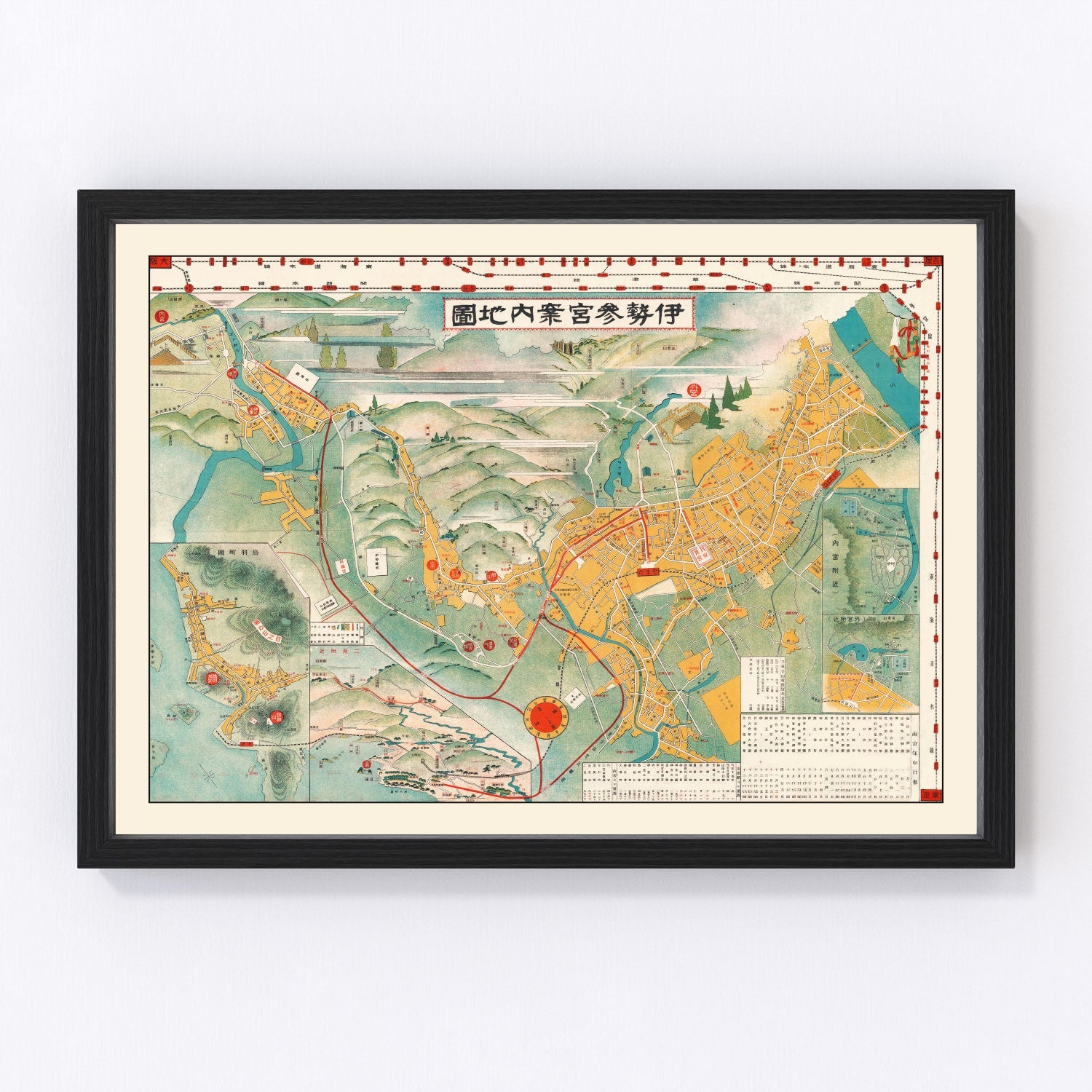 Vintage Map of Ise, Japan 1928