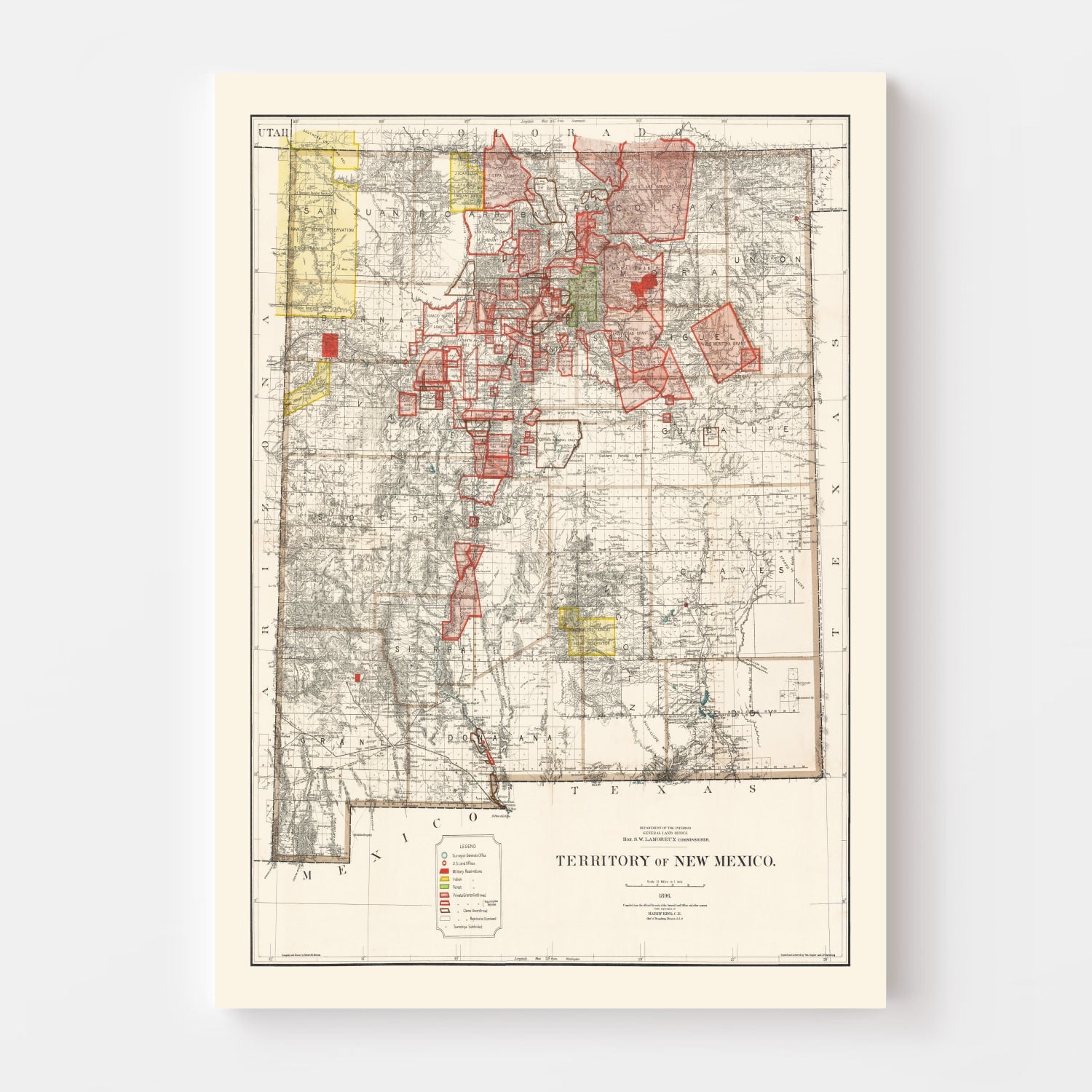 Vintage Map of New Mexico 1896